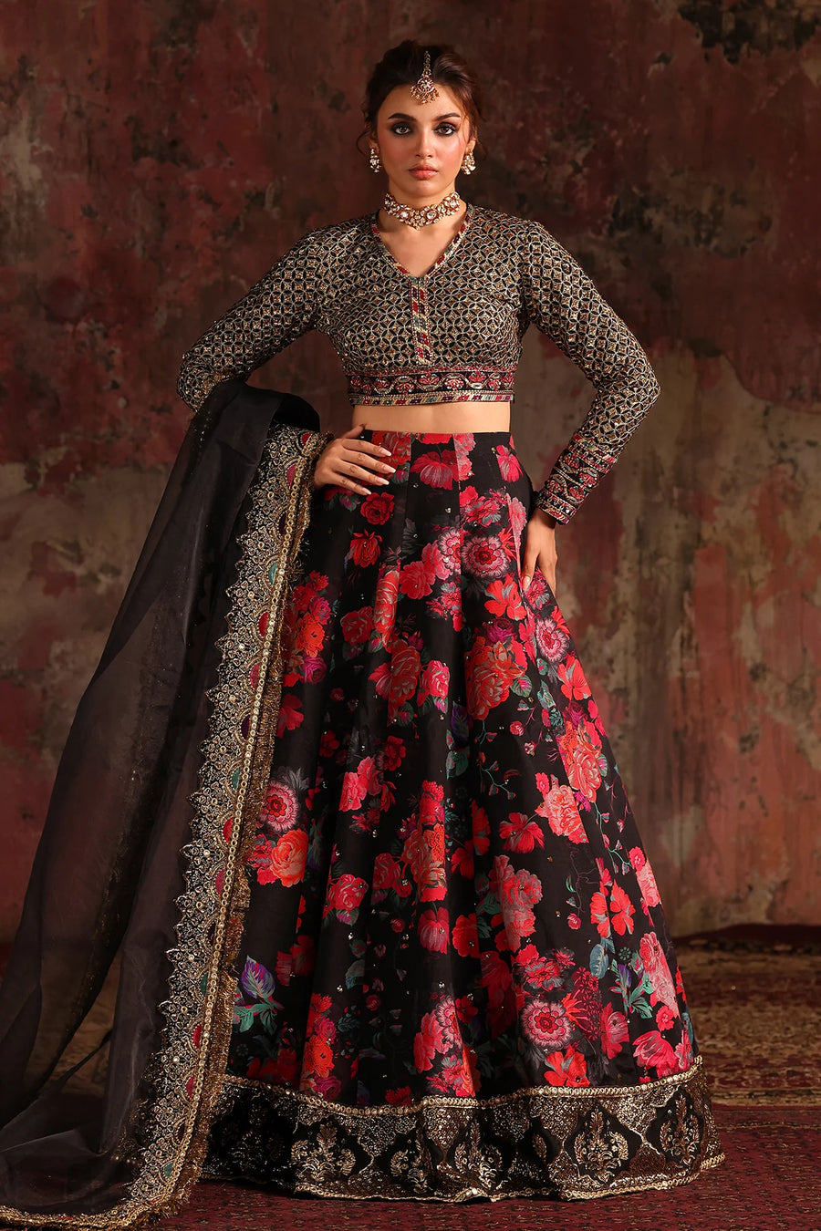3-PC Embroidered Raw-Silk Suit CMA-5-05