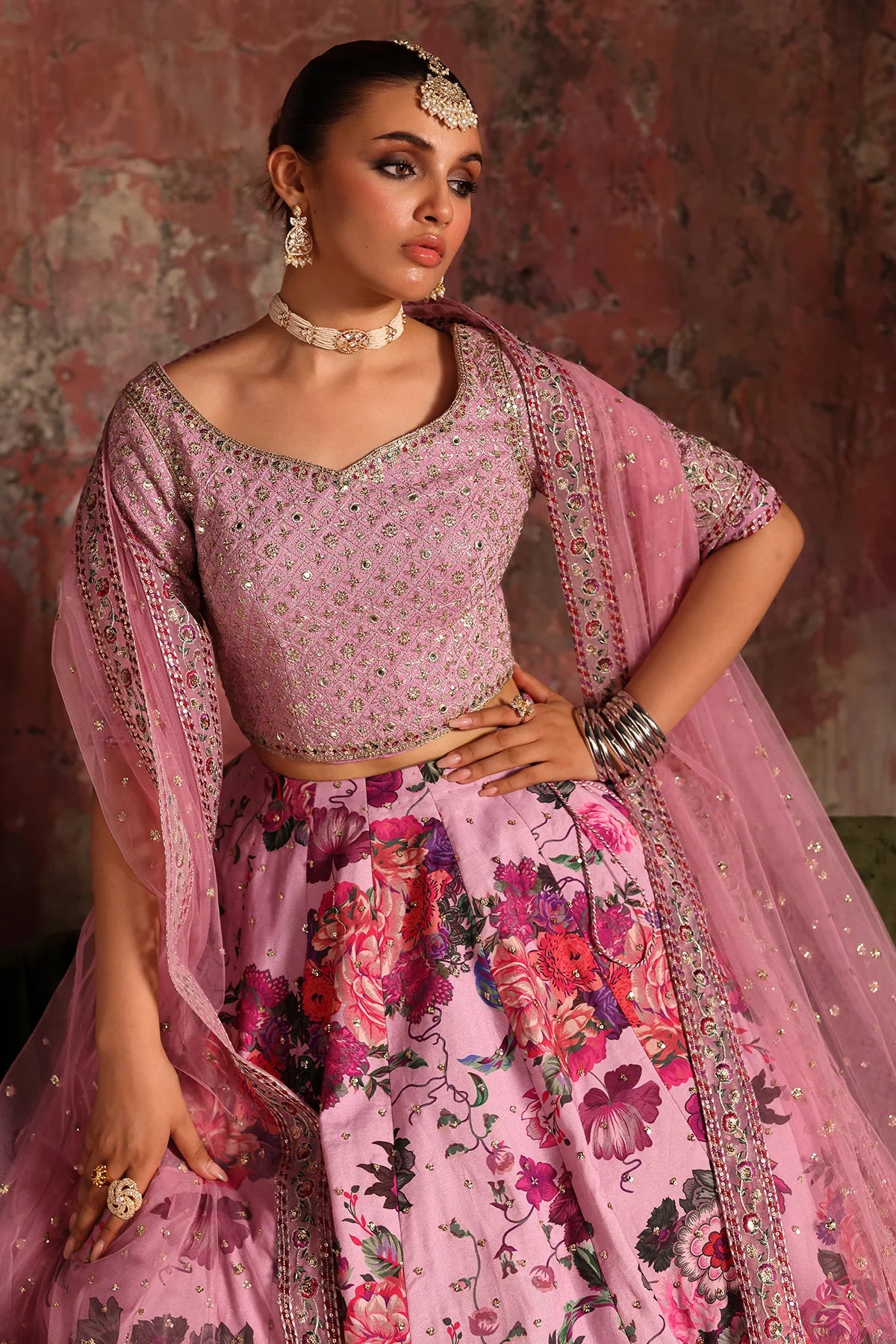 3-PC Embroidered Raw-Silk Suit CMA-5-03