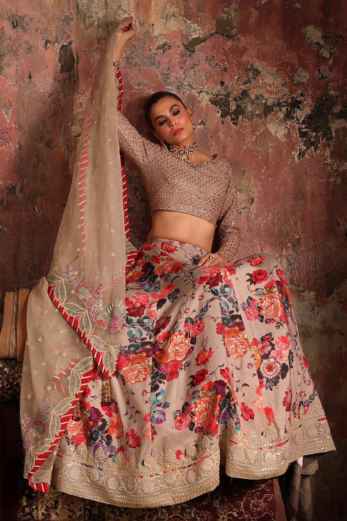 3-PC Embroidered Raw-Silk Suit CMA-5-06