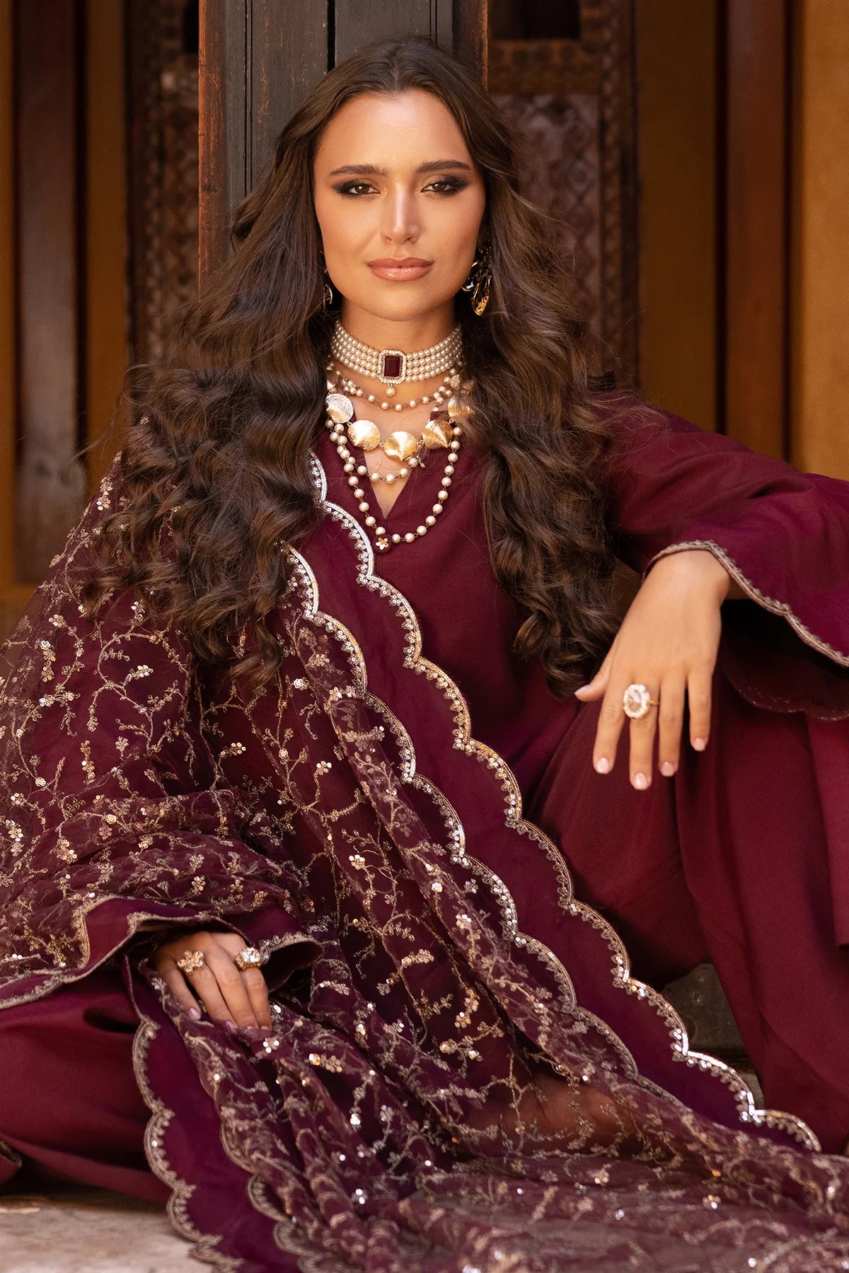 3-PC Embroidered Raw-Silk Suit