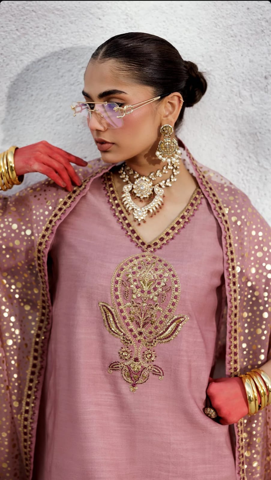3-PC Embroidered Suit
