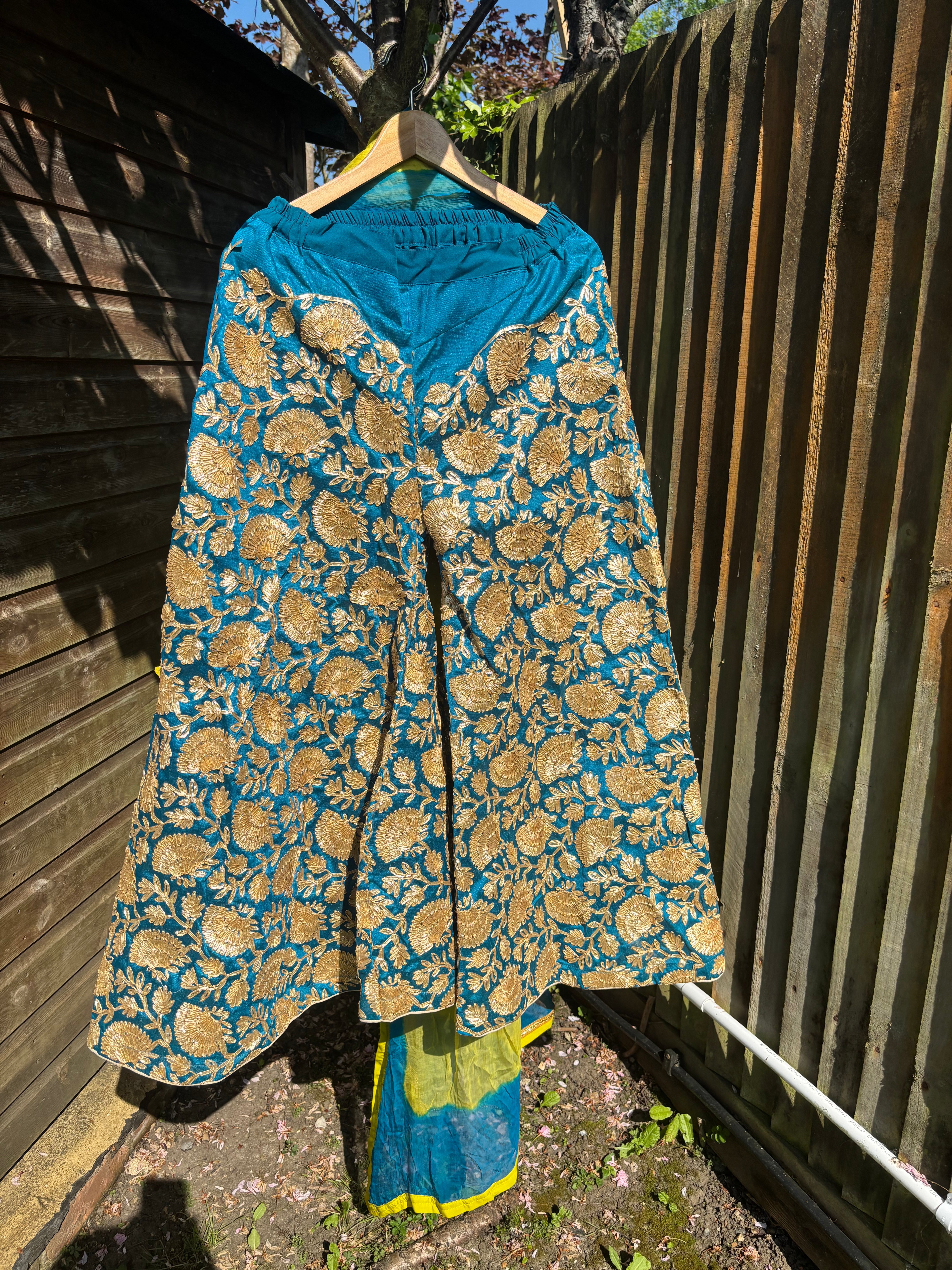 Customised chiffon shirt with gotta gharara (two legs )