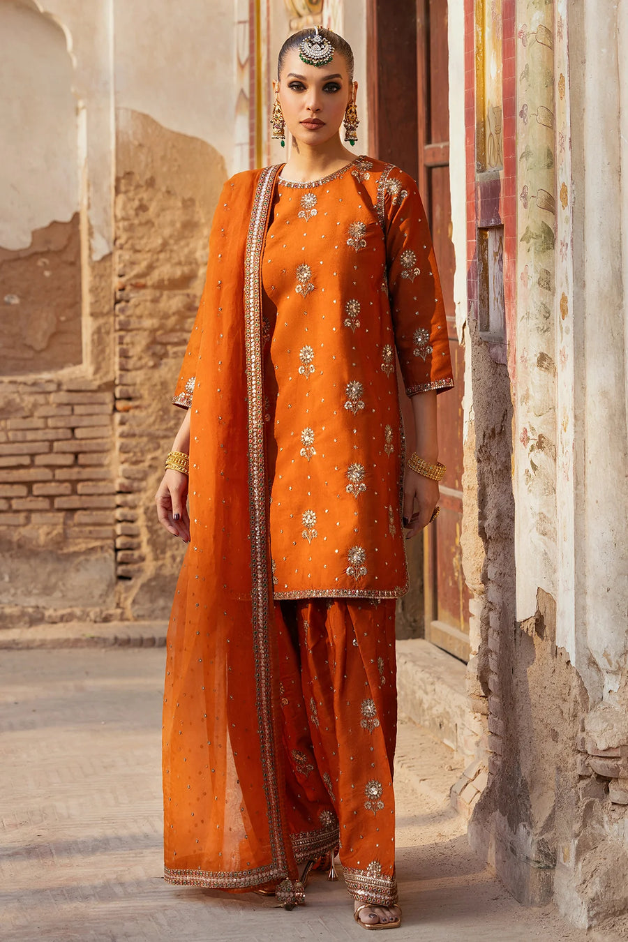 3-PC Embroidered Raw-Silk Suit