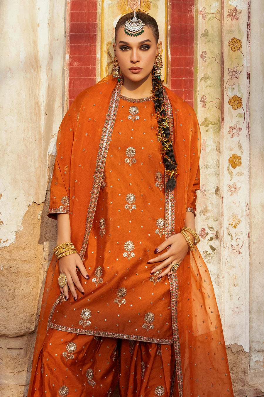 3-PC Embroidered Raw-Silk Suit