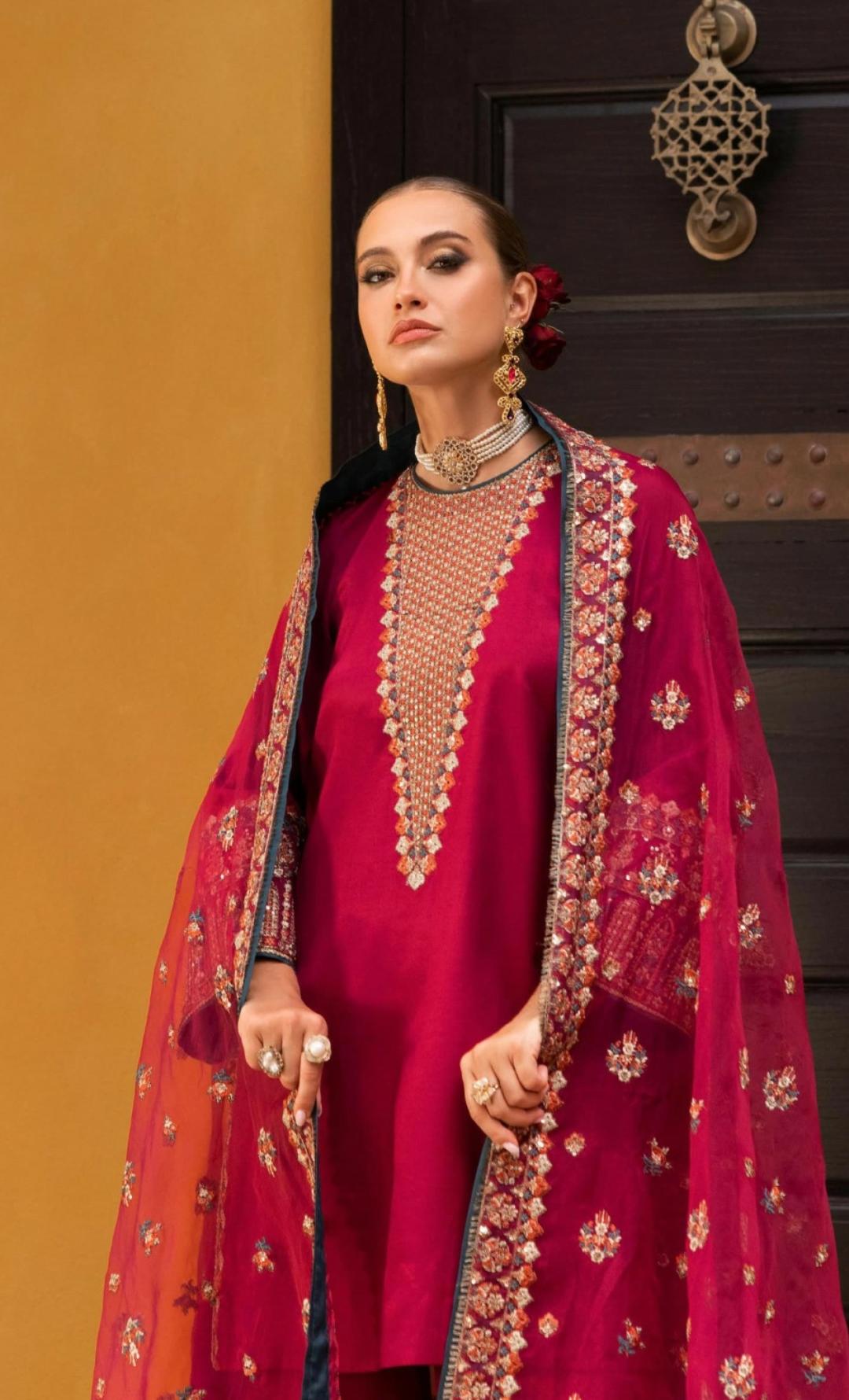 3-PC Embroidered Suit