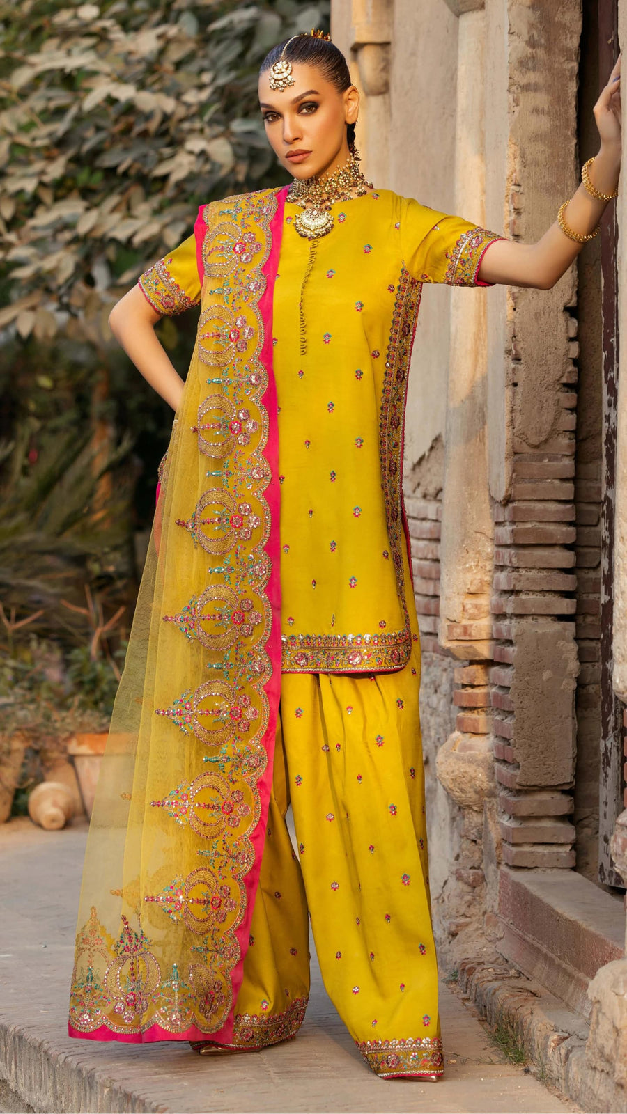 3-PC Embroidered Raw-Silk Suit