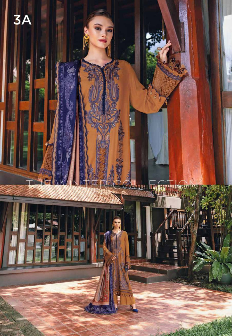 3 Piece Embroidered Twill Linen Suit