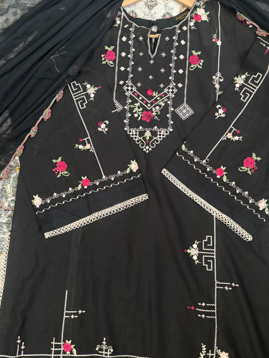 Agha noor two piece lawn suit shirt and chiffon dupatta