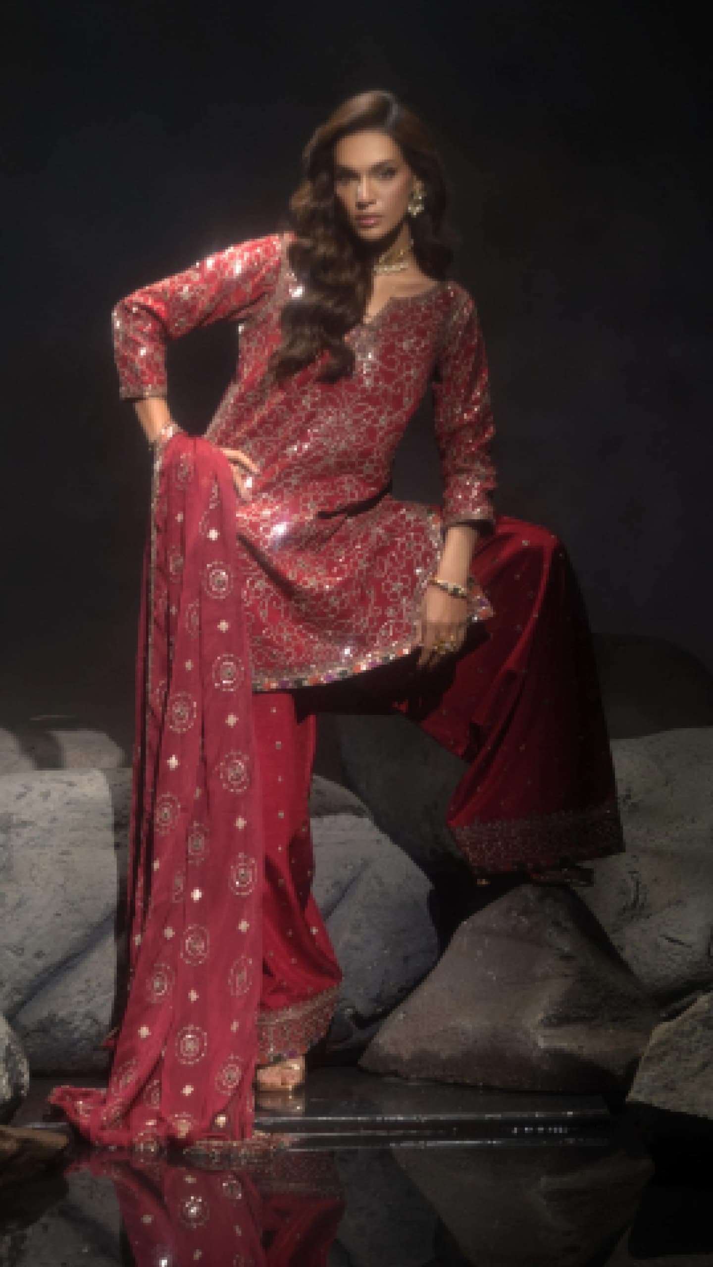 3-PC Embroidered Suit