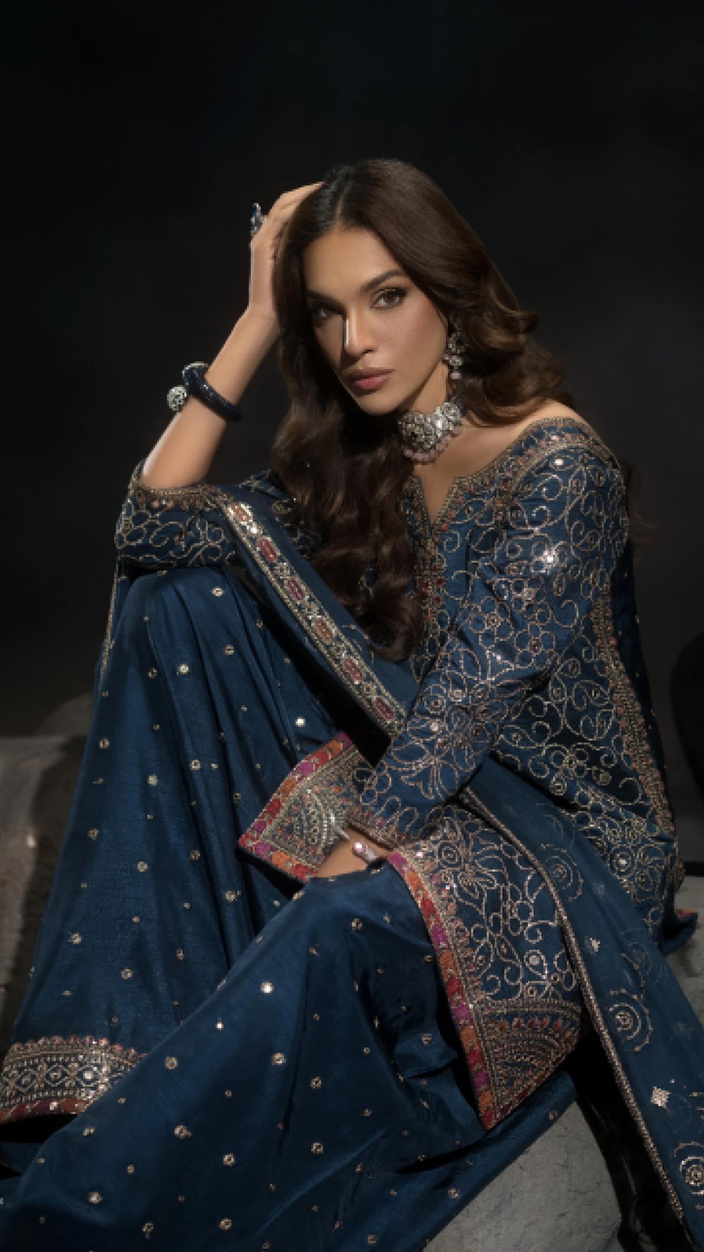 3-PC Embroidered Suit
