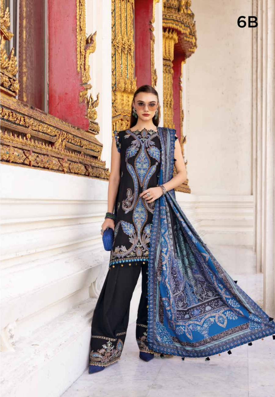 3 Piece Embroidered Twill Linen Suit