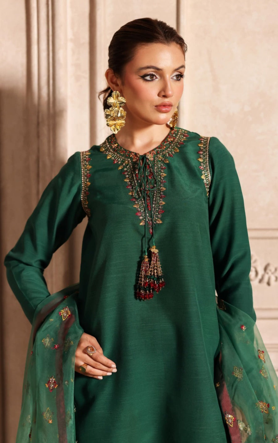 3-PC Embroidered Suit