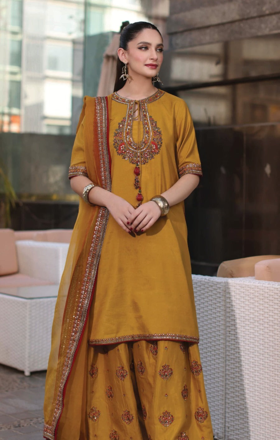 3-PC Embroidered Suit