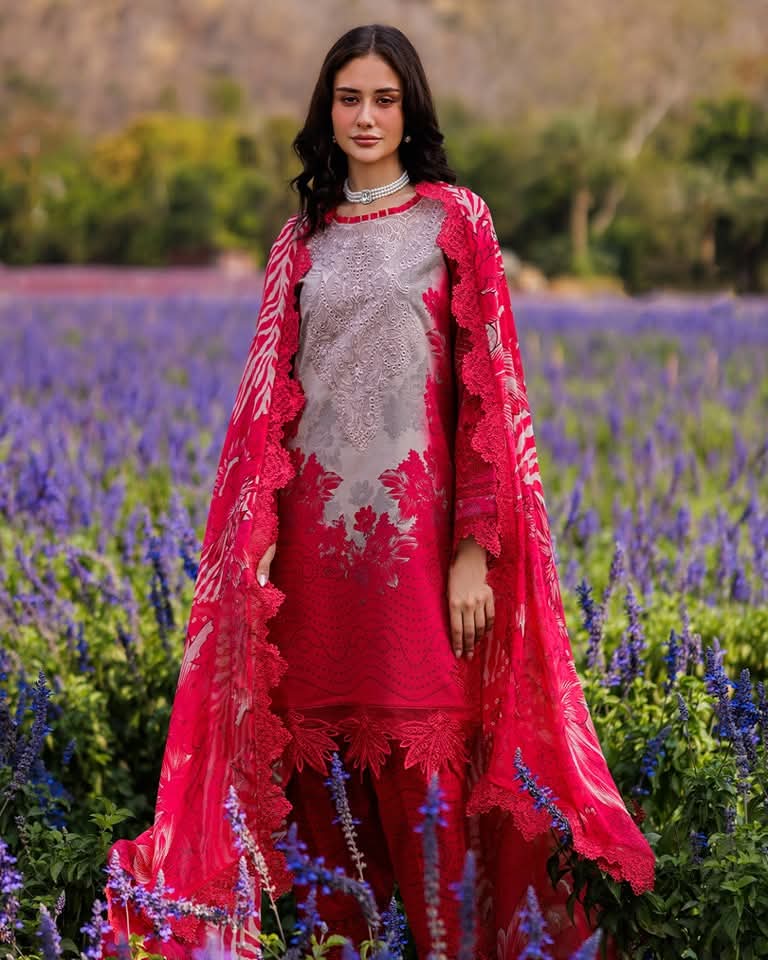 Embroidered Printed Lawn with Embroidered Chiffon Dupatta