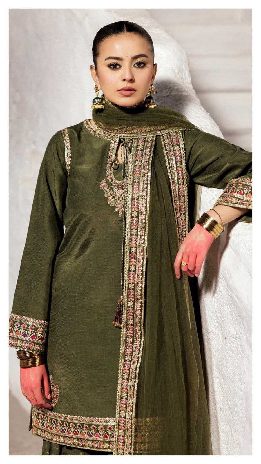 3-PC Embroidered Suit