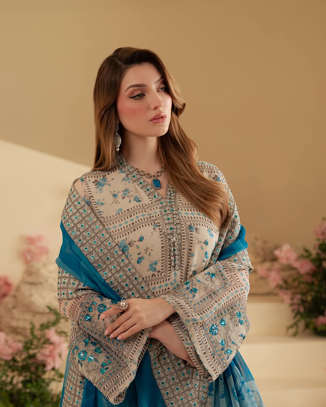 Unstitched Luxury Embroidered Chiffon
