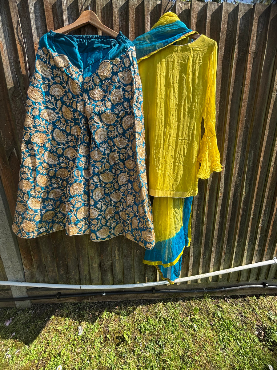 Customised chiffon shirt with gotta gharara (two legs )