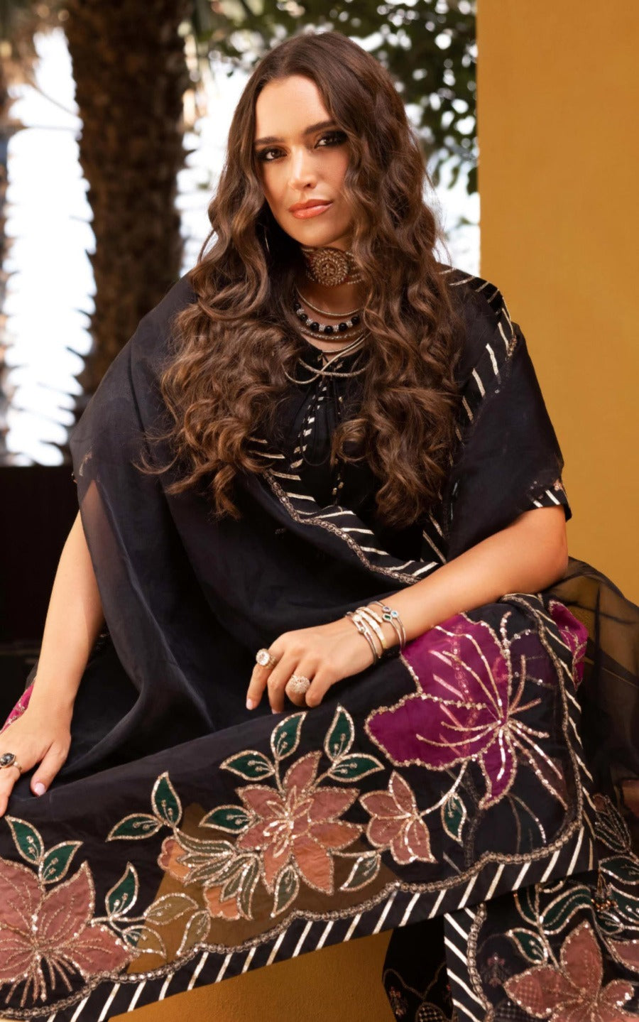3-PC Embroidered Suit