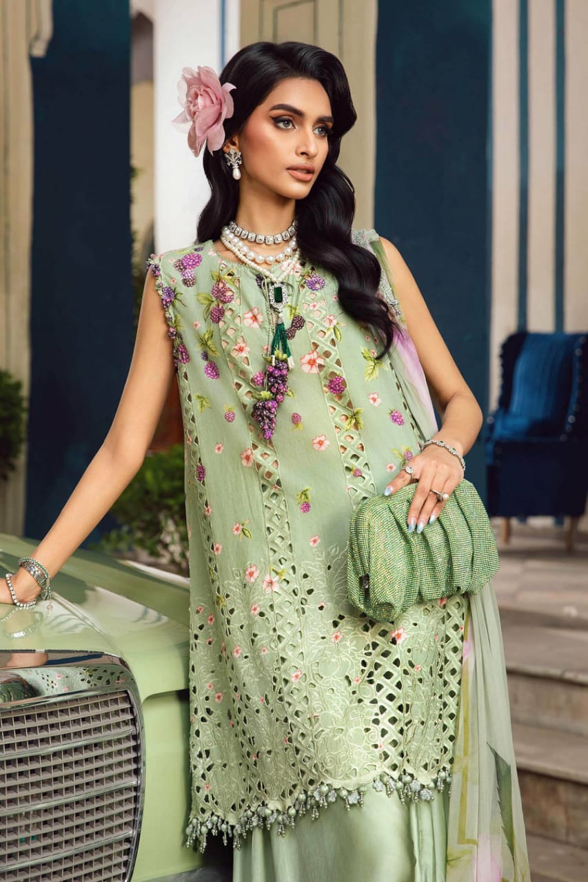 3 Piece Embroidered Cambric Suit | MPT-2706-A