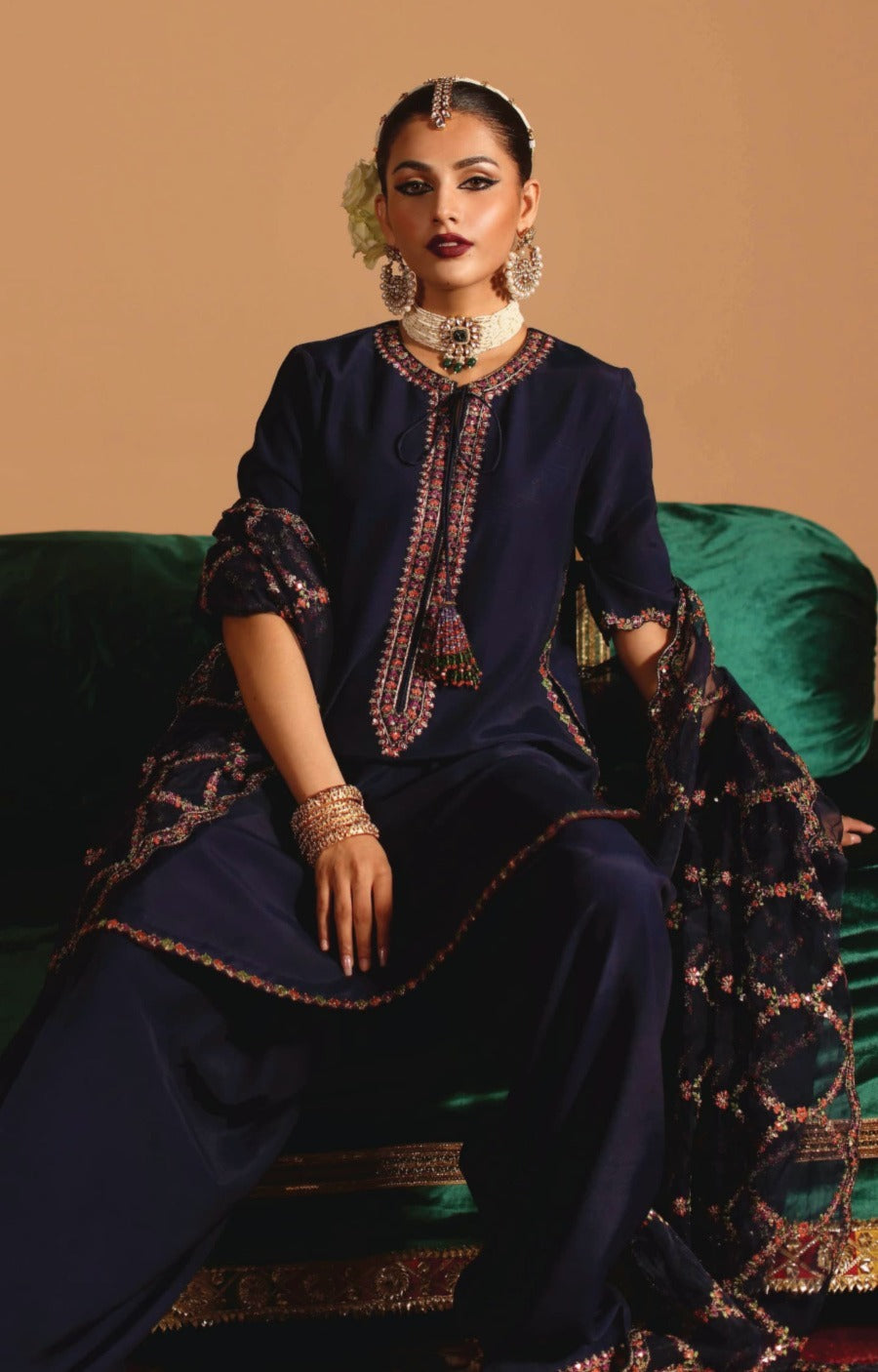 3-PC Embroidered Suit