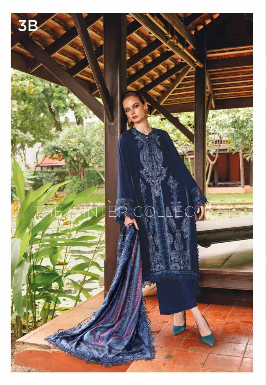 3 Piece Embroidered Twill Linen Suit