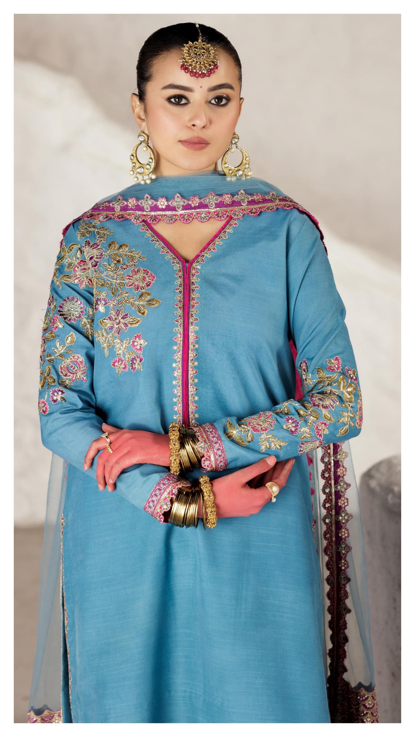 3-PC Embroidered Suit