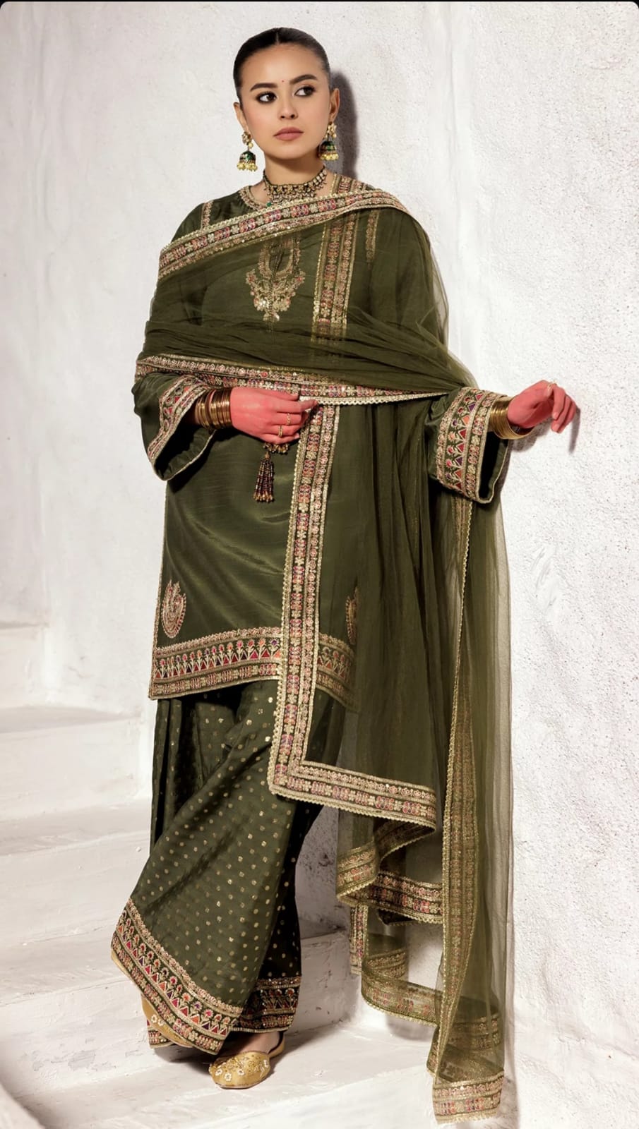 3-PC Embroidered Suit
