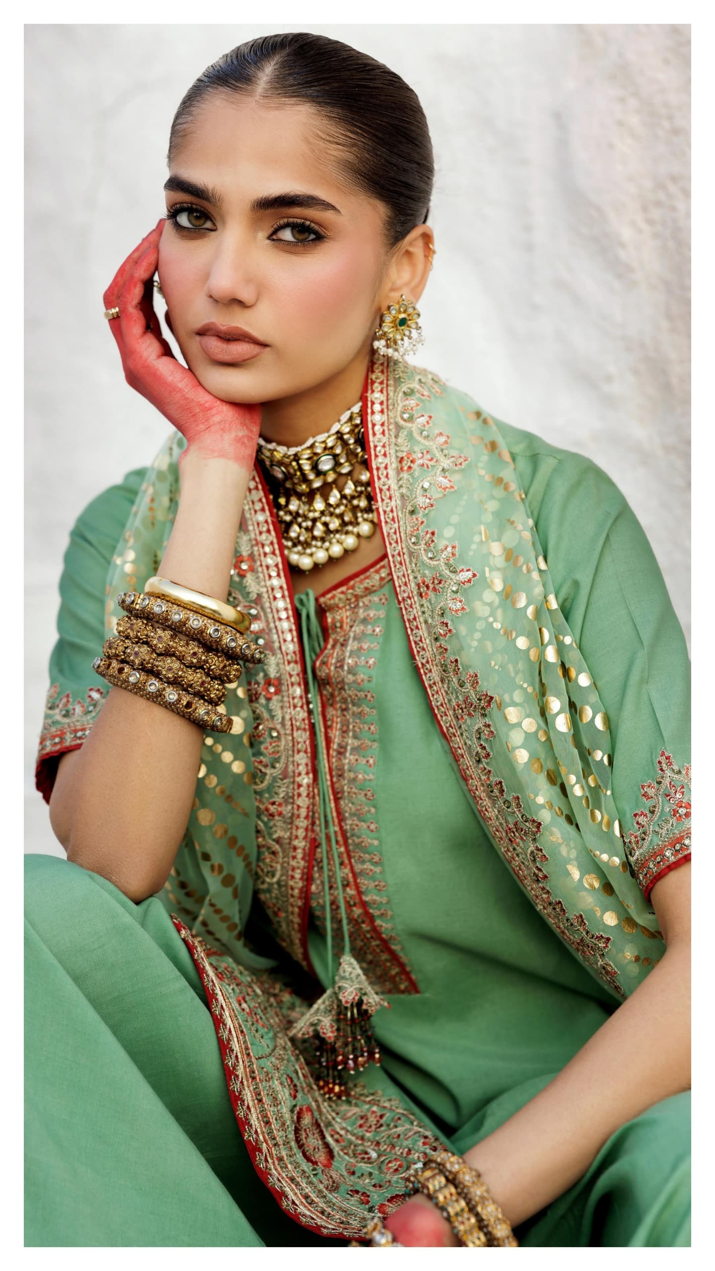 3-PC Embroidered Suit
