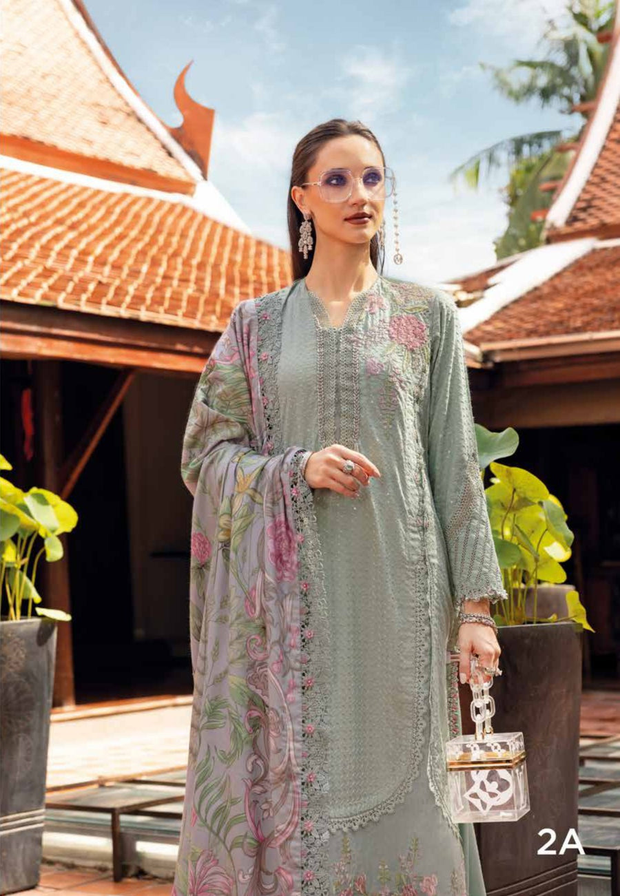 3 Piece Embroidered Twill Linen Suit