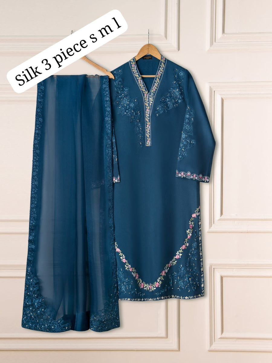 Aghanoor 3 piece silk suit