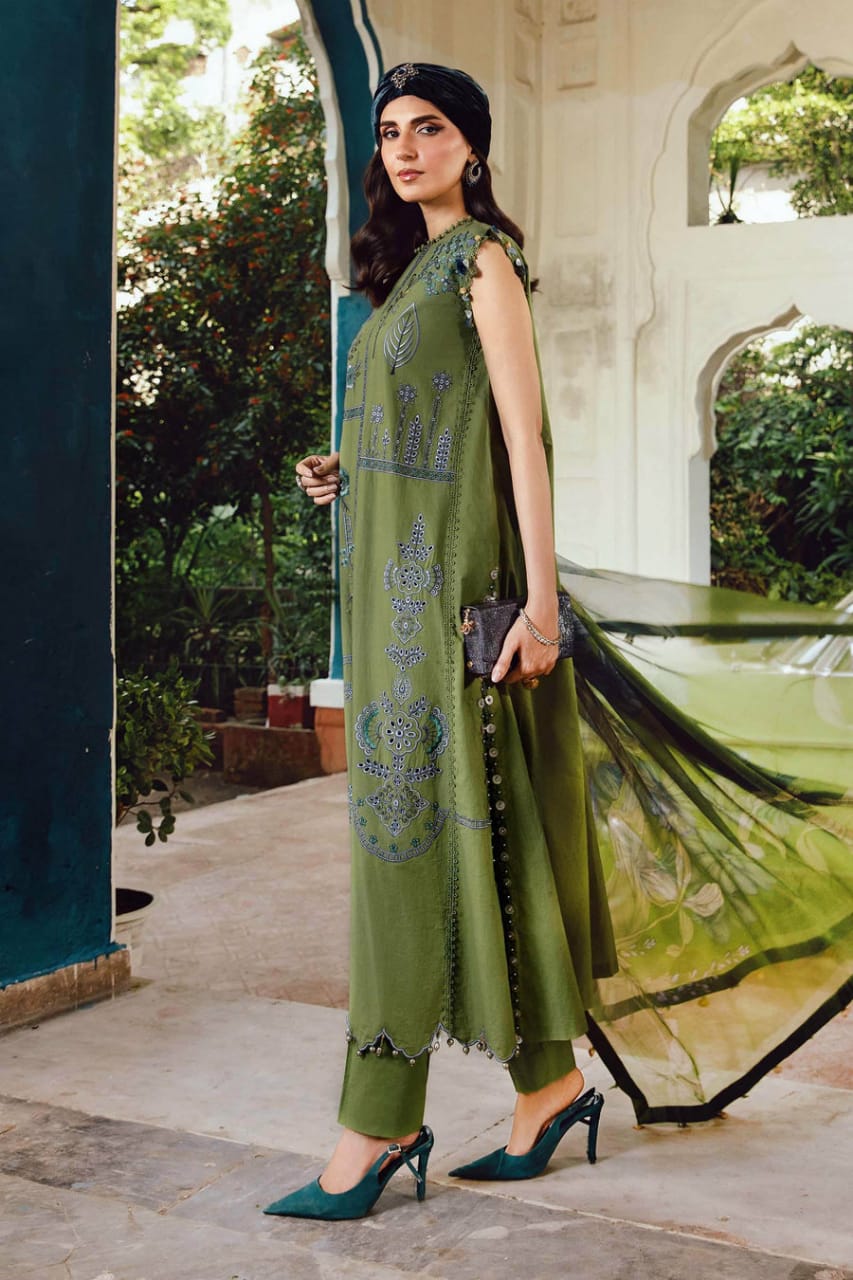 3 Piece Embroidered Cambric Suit | MPT-2701-A