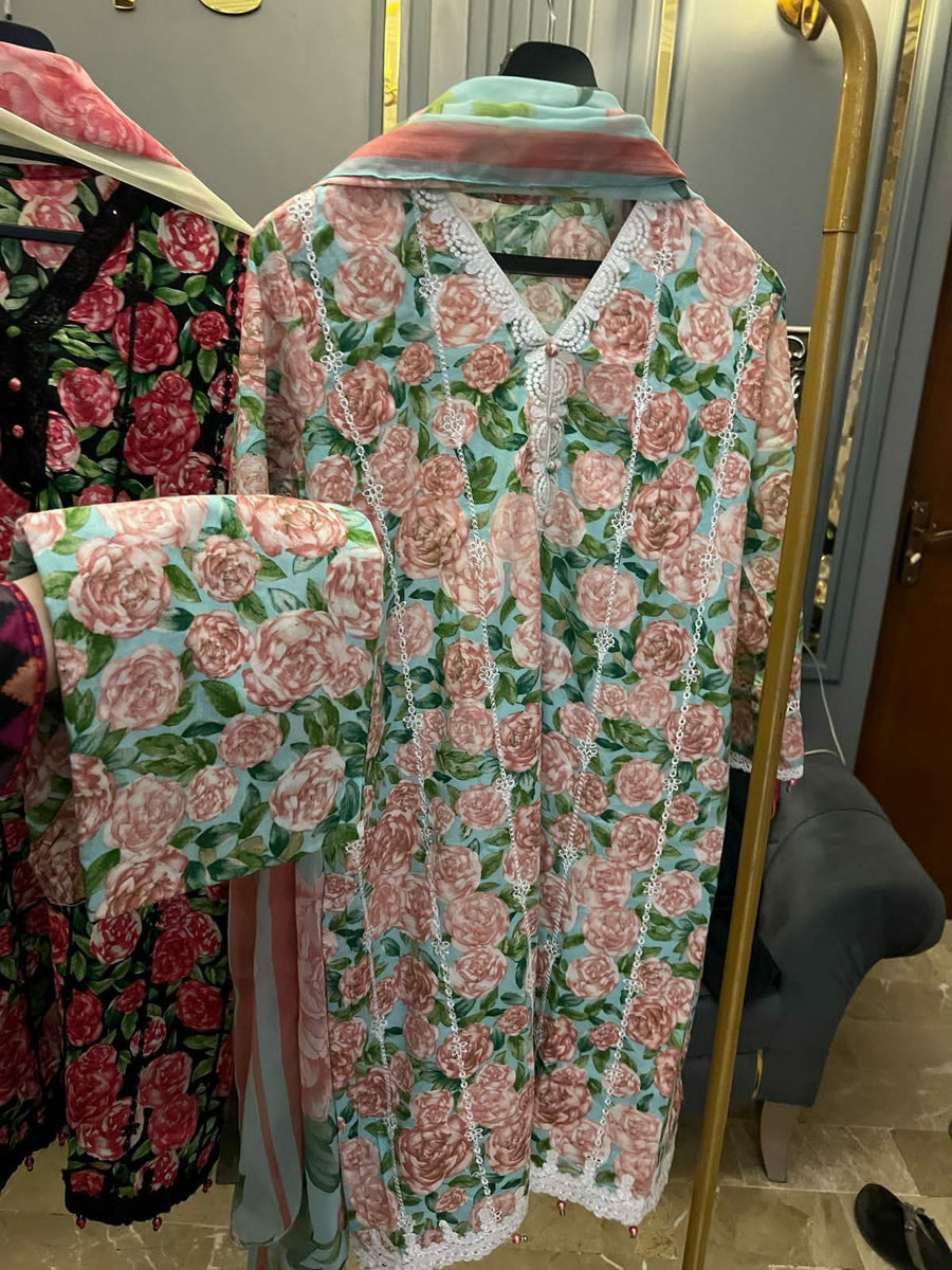 Lawn embroidered stiched 3 pieces
