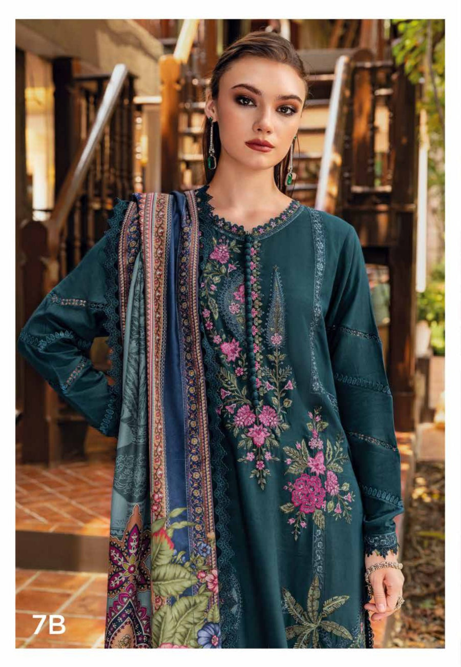 3 Piece Embroidered Twill Linen Suit