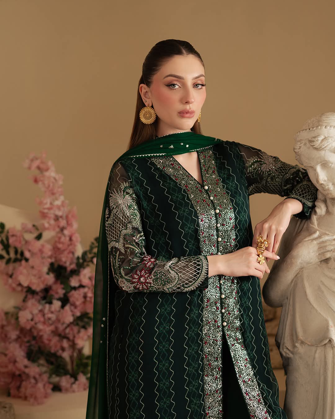 Unstitched Luxury Embroidered Chiffon