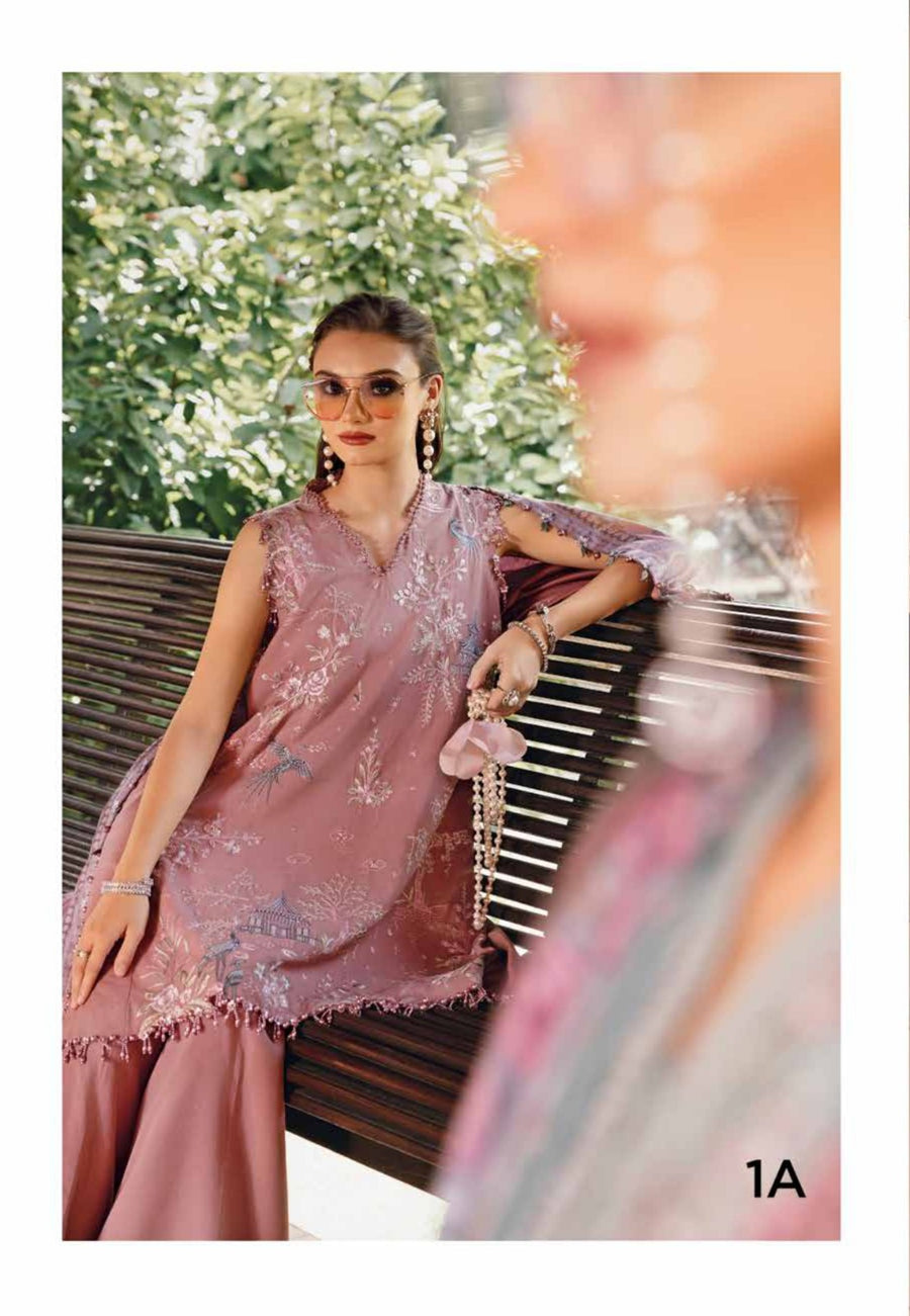 3 Piece Embroidered Twill Linen Suit