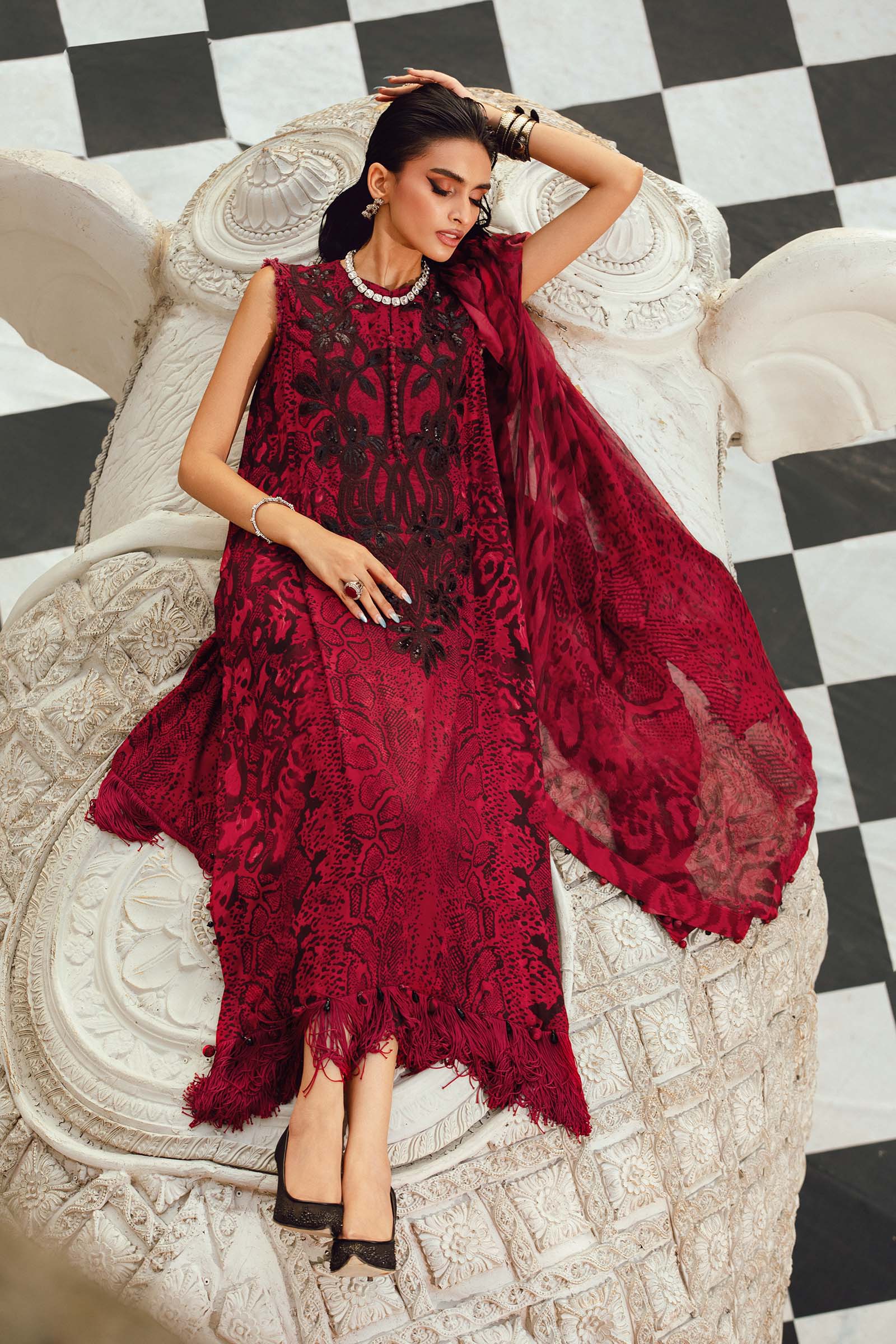 3 Piece Embroidered Linen Suit | MPT-2702-A