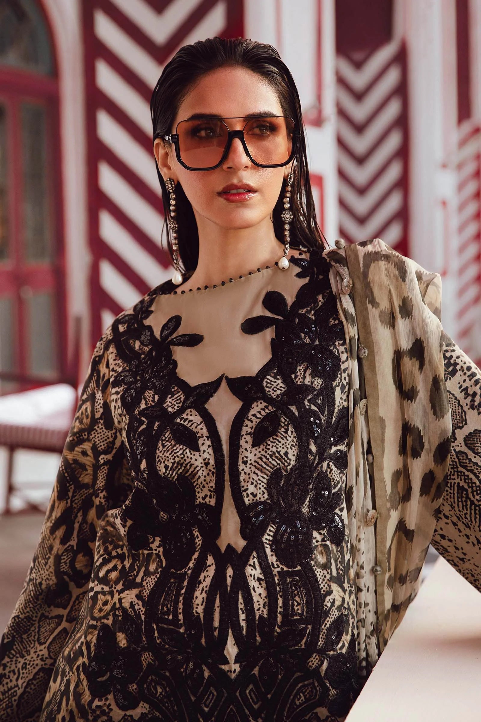 3 Piece Embroidered Linen Suit | MPT-2702-B