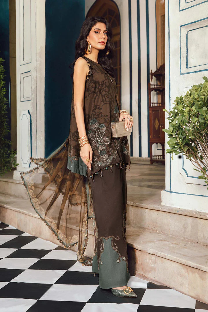 3 Piece Embroidered Cambric Suit | MPT-2704-A
