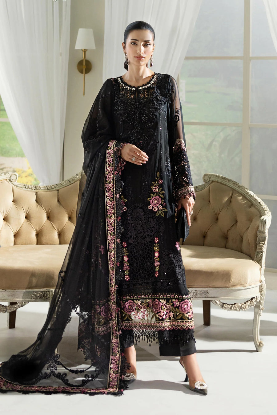 3 Piece Embroidered Chiffon Suit | MPC-25-104