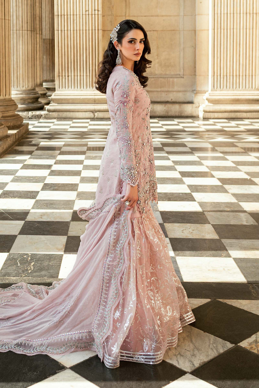 3 Piece Embroidered Raw Silk Suit