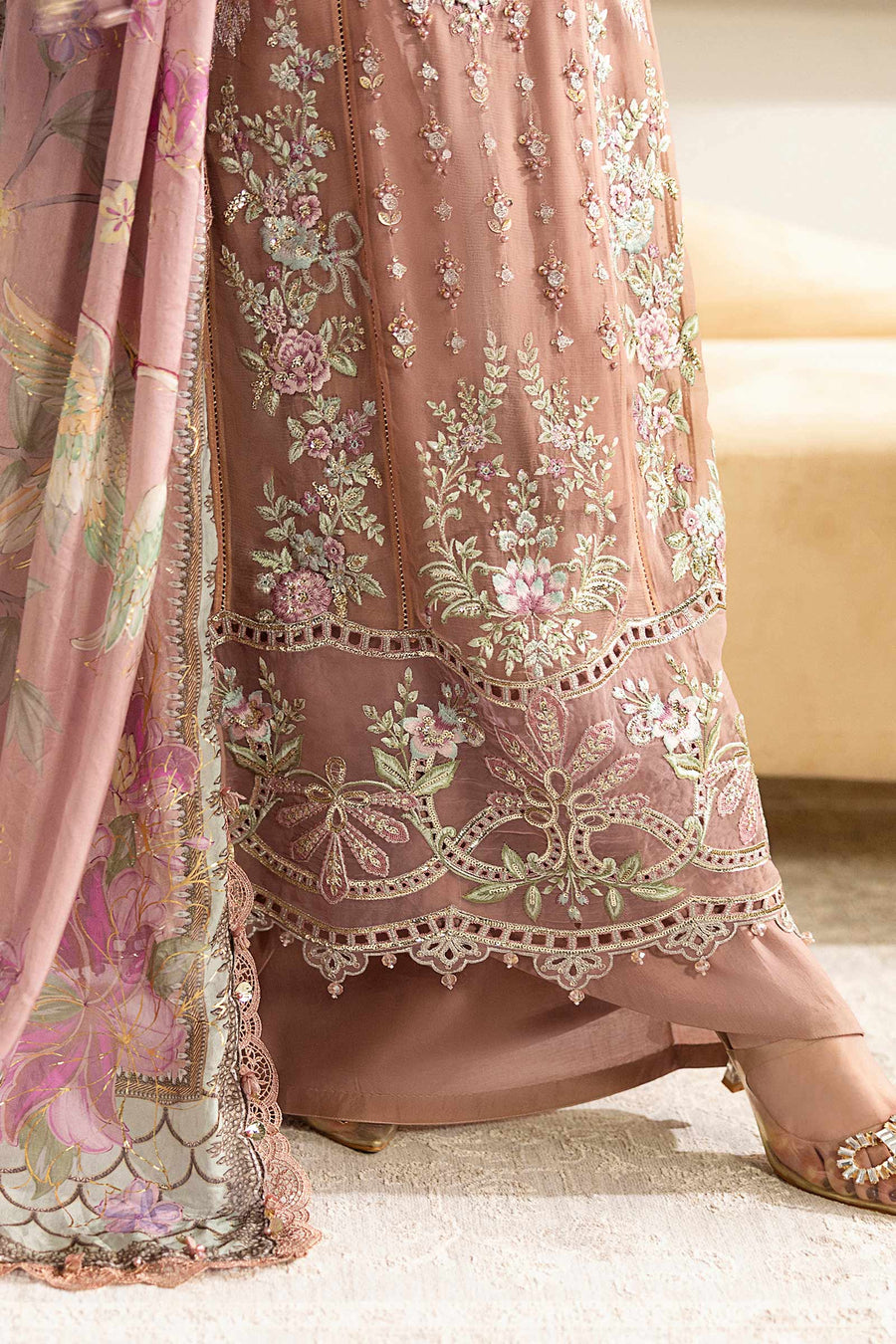 3 Piece Embroidered Chiffon Suit | MPC-25-105