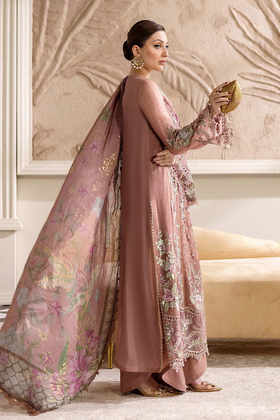 3 Piece Embroidered Chiffon Suit | MPC-25-105