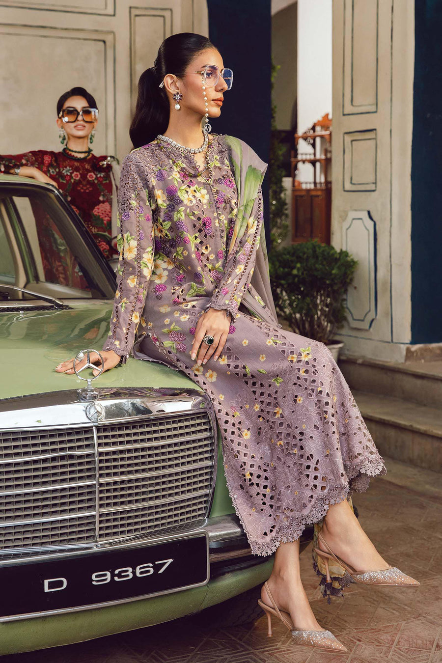 3 Piece Embroidered Cambric Suit | MPT-2706-B