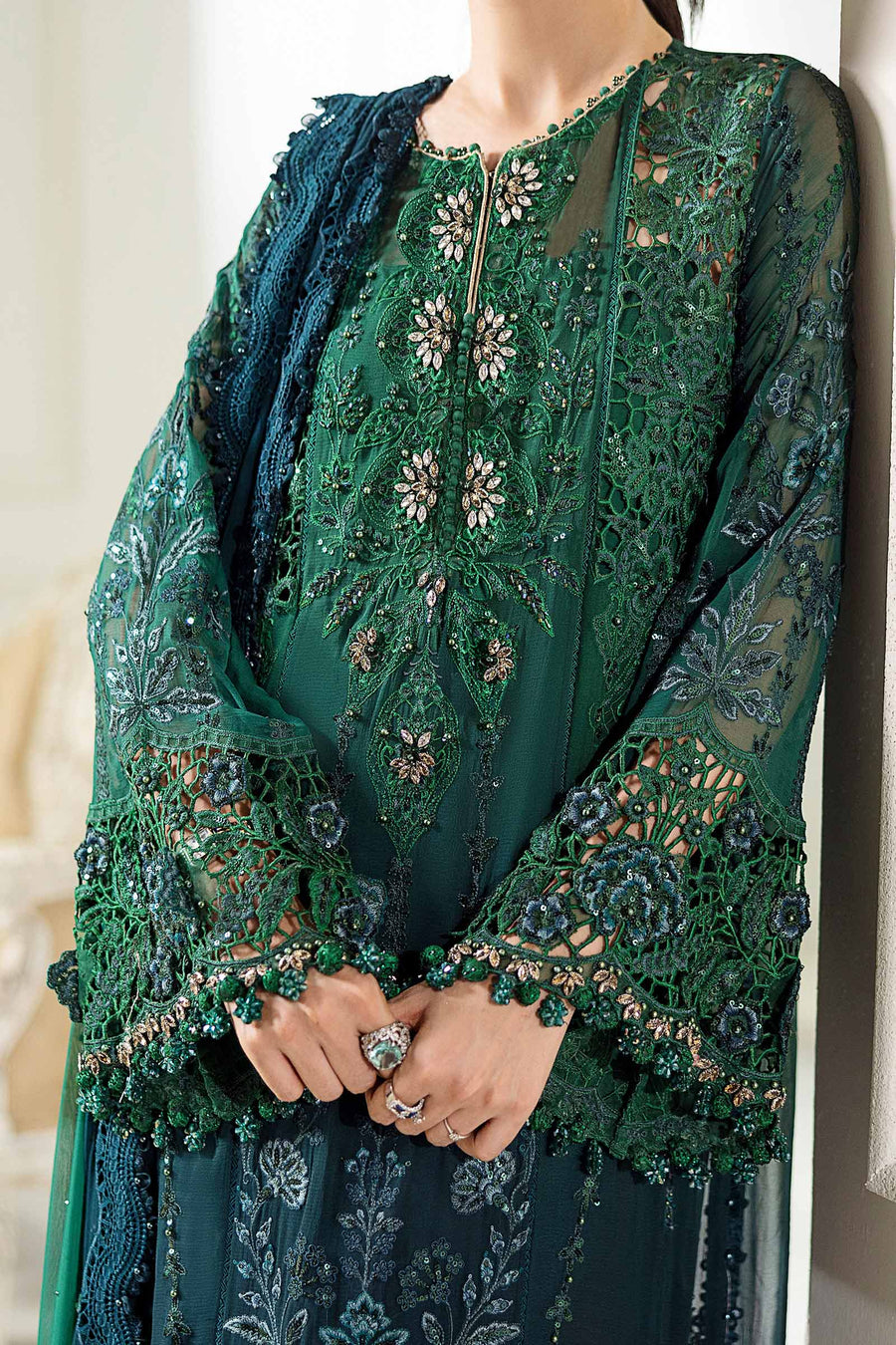 3 Piece Embroidered Chiffon Suit | MPC-25-106