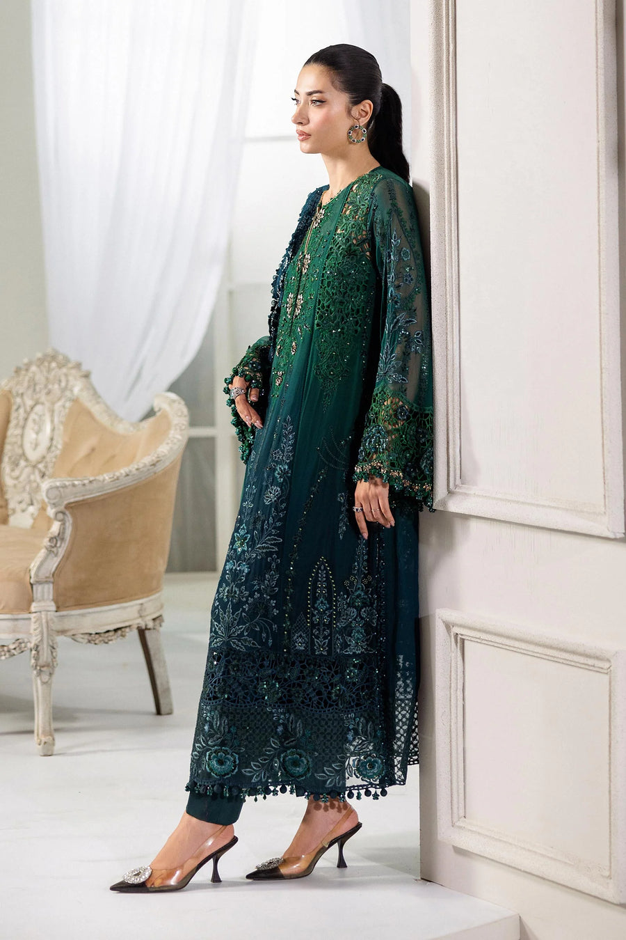 3 Piece Embroidered Chiffon Suit | MPC-25-106