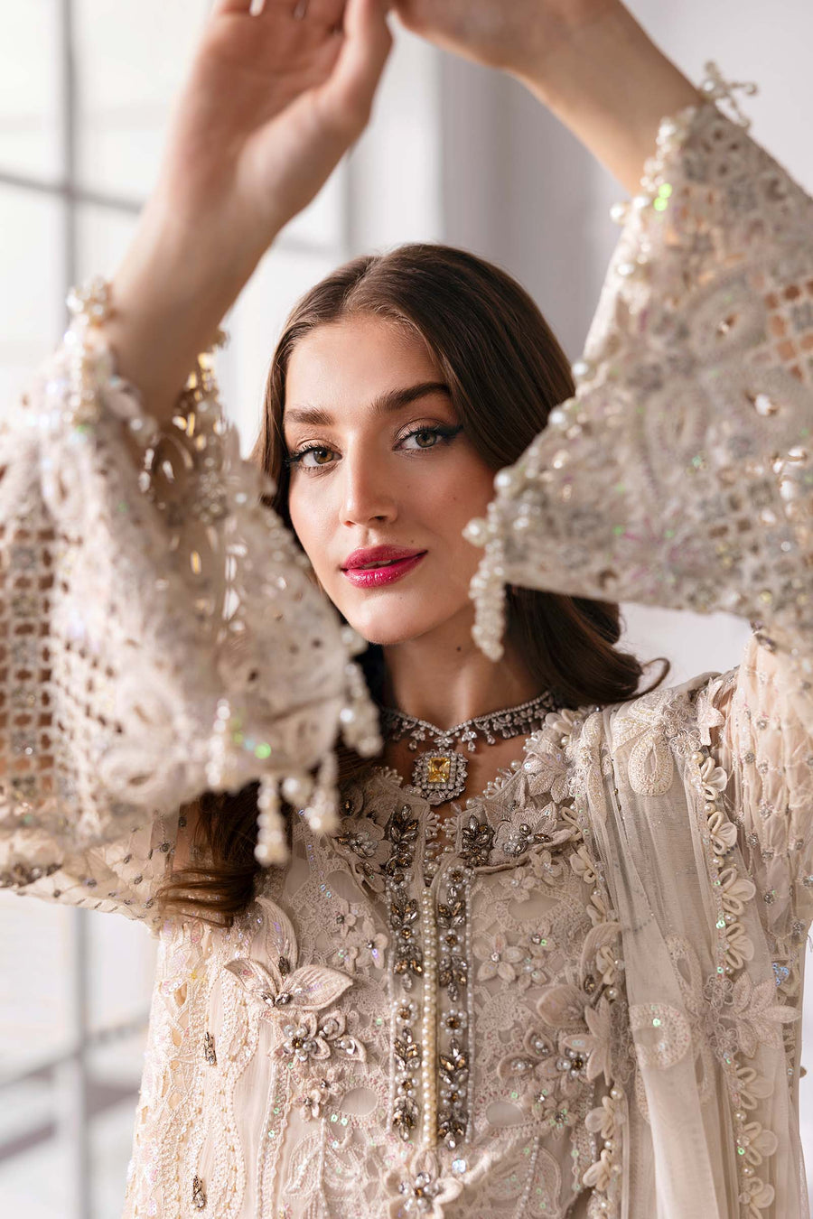 3 Piece Embroidered Chiffon Suit | BD-3007