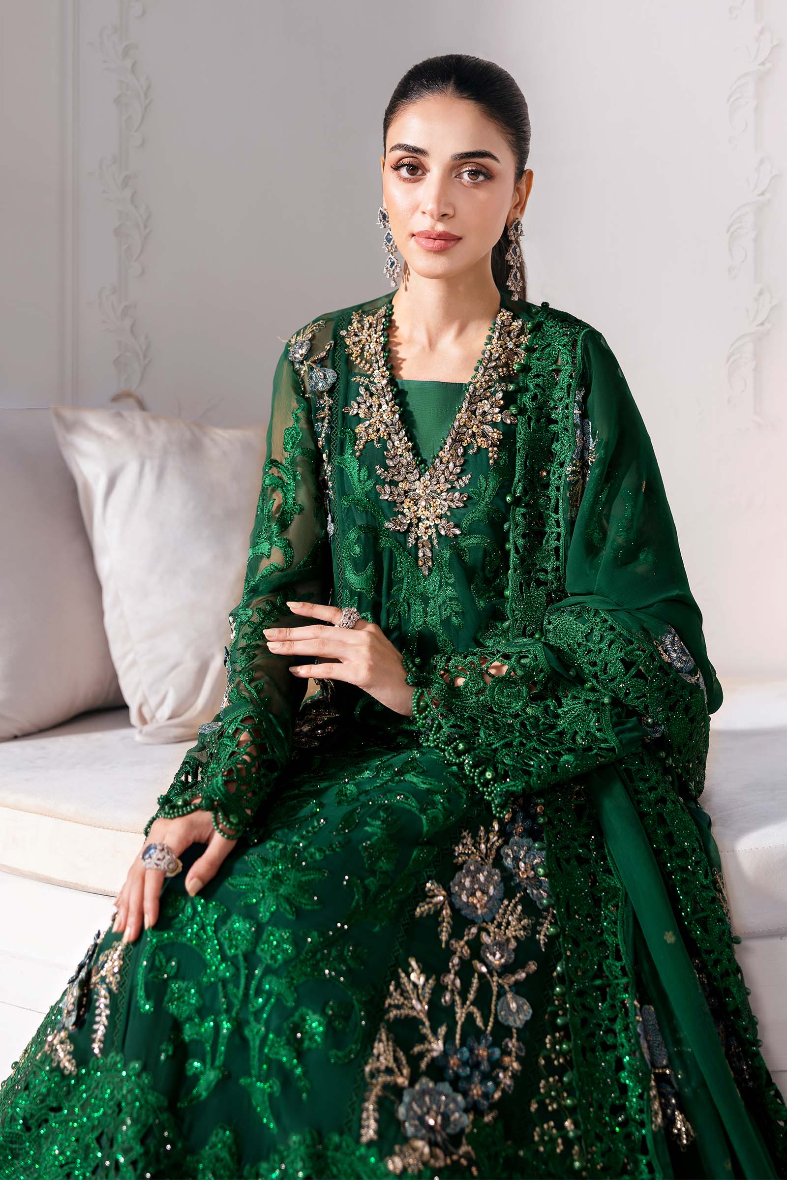 3 Piece Embroidered Chiffon Suit | BD-3007