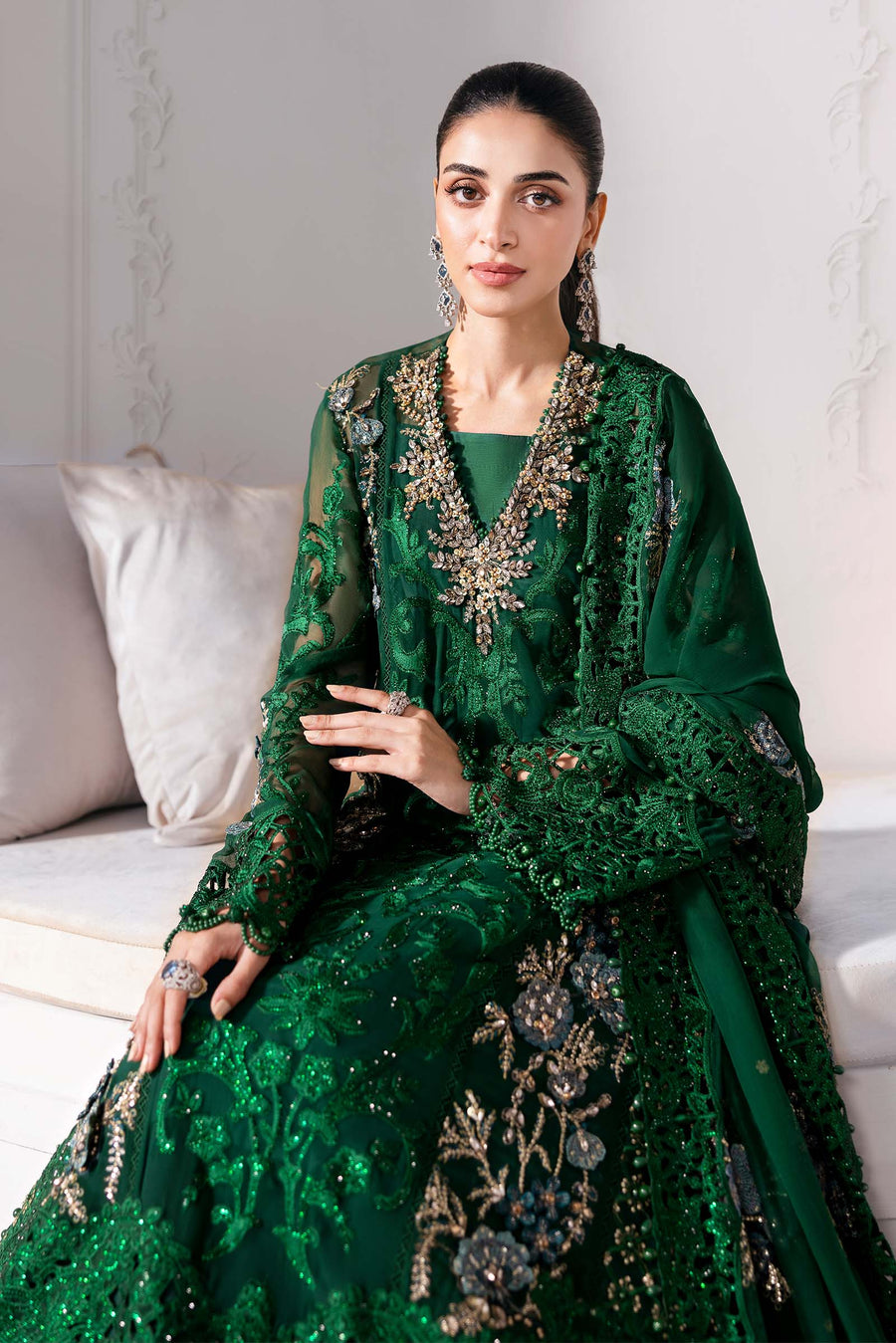 3 Piece Embroidered Chiffon Suit | BD-3007