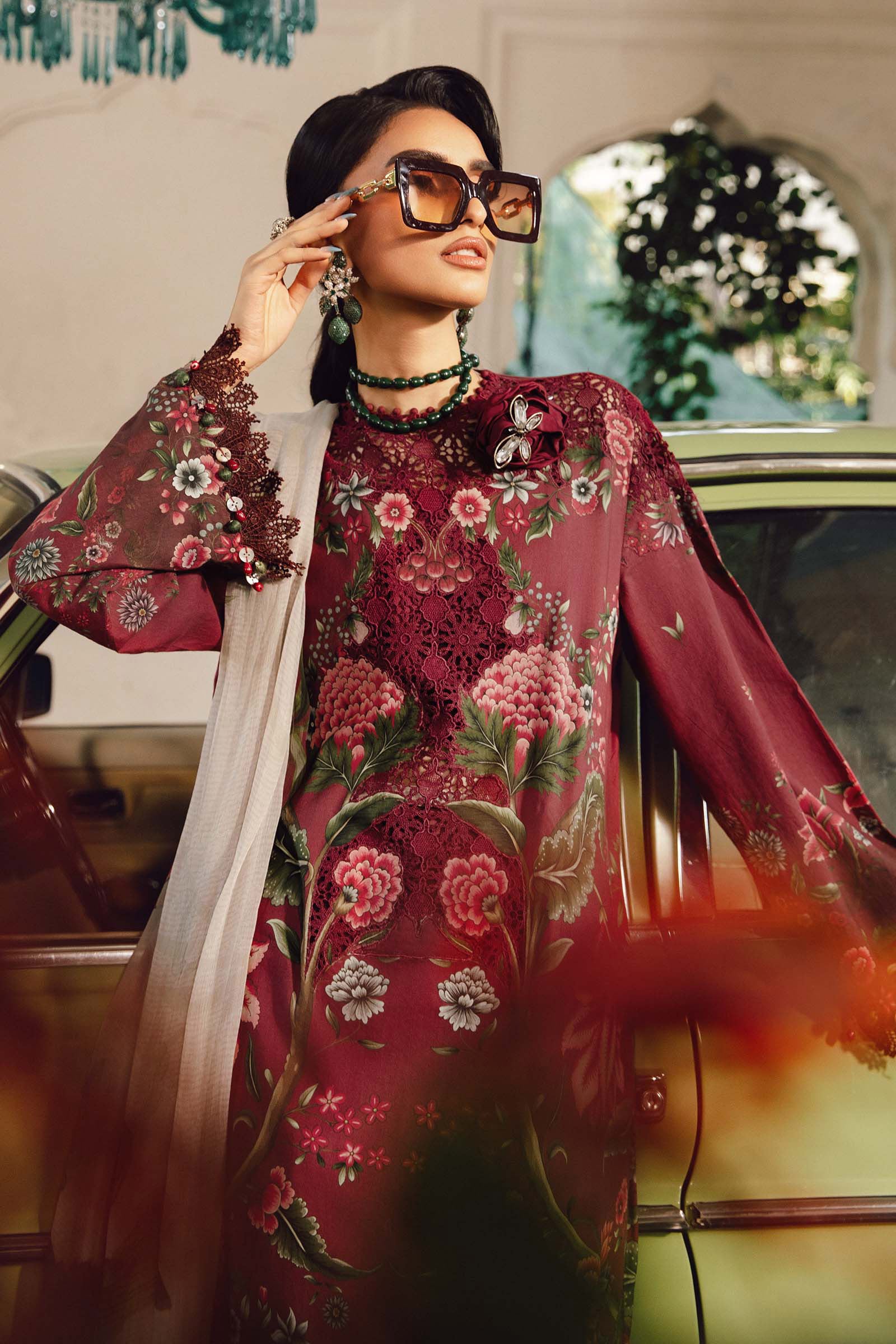 3 Piece Embroidered Cambric Suit | MPT-2709-A