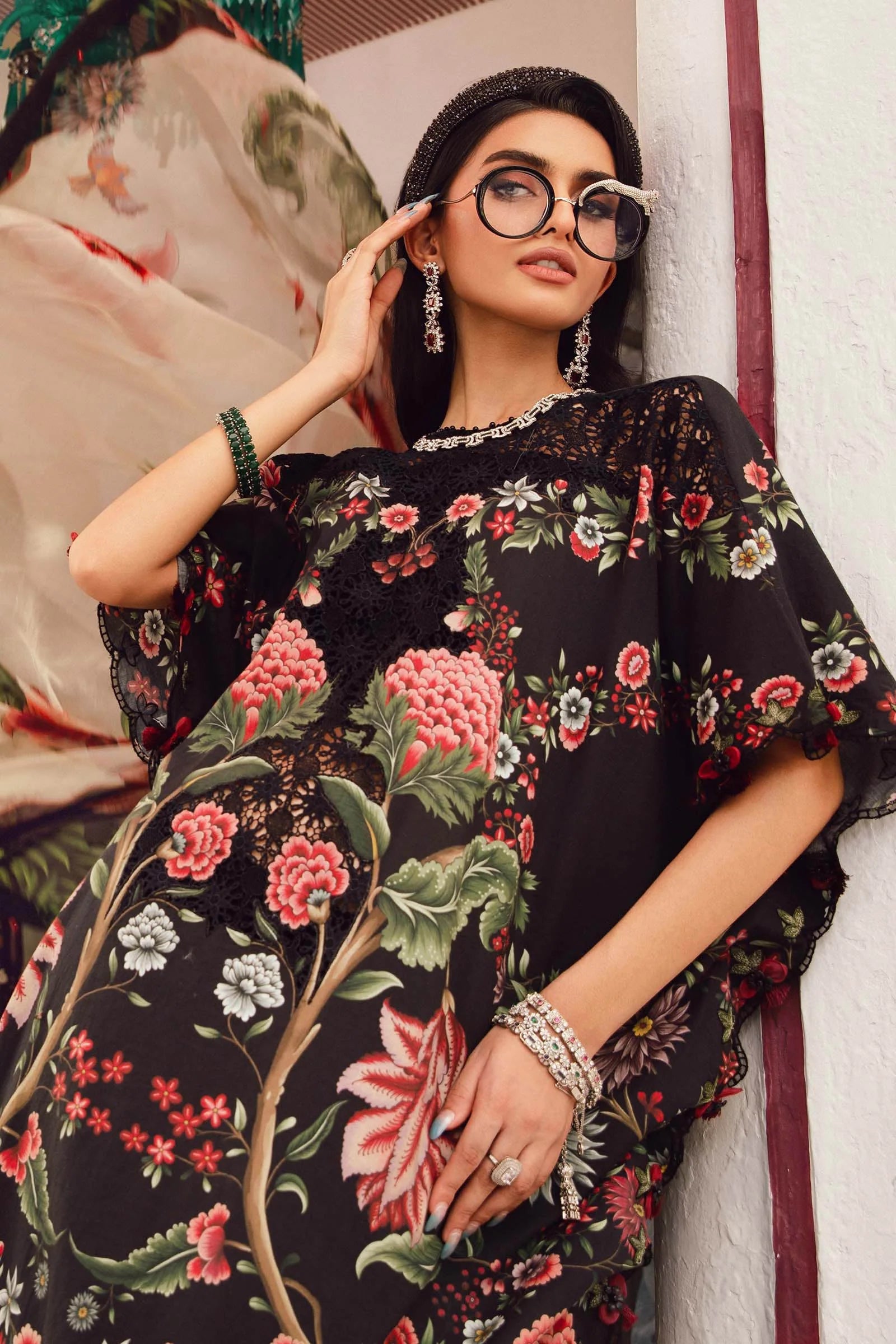 3 Piece Embroidered Cambric Suit | MPT-2709-B